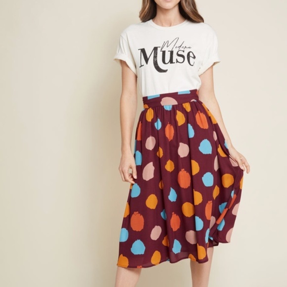 Modcloth Dresses & Skirts - Modcloth Polka Dot Midi Full Swing Skirt NEW